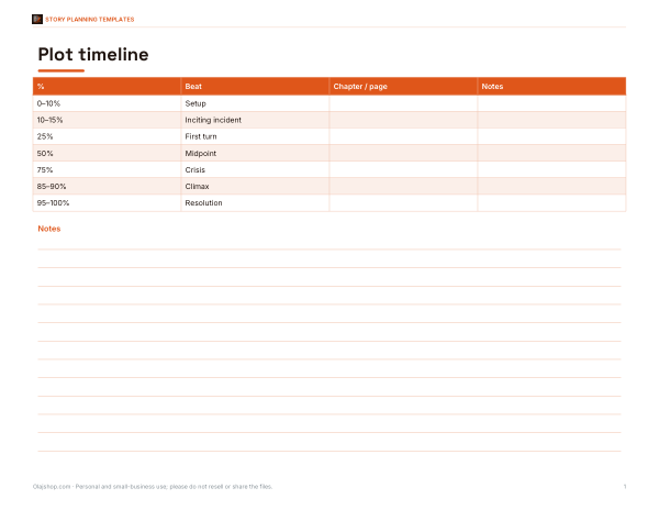 Preview of Printable Plot Timeline Chart